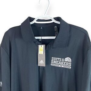 NEW Adidas‎ Suits & Sneakers Polo Shirt Mens XL Black Stretch Wicking Quick Dry